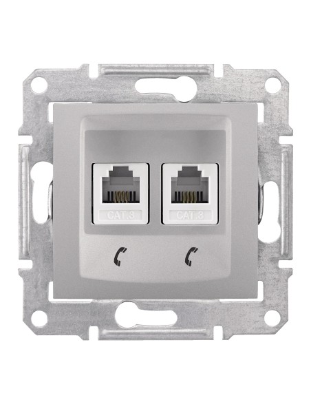 Sedna Gniazdo telefoniczne 2x RJ11 aluminium SDN4201160