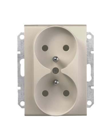 Sedna Gniazdo podwójne 2p+PE do systemu ramkowego satyna SDN2800968