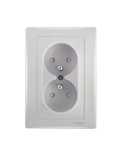 Sedna Gniazdo podwójne 2p+PE z przesłonami aluminium SDN2800660 2