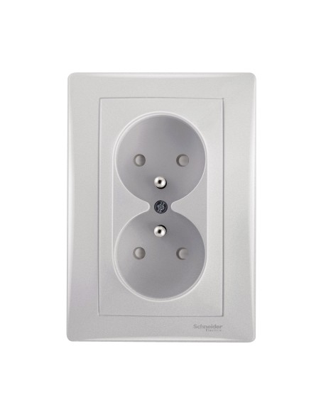 Sedna Gniazdo podwójne 2p+PE z przesłonami aluminium SDN2800660