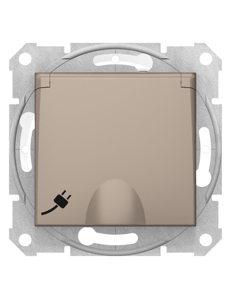 Sedna Gniazdo pojedyncze 2p+PE z przesłonami IP44 satyna SDN2800368