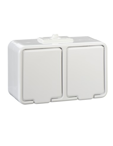 Cedar - Gniazdo podwójne SCHUKO z przesłonami IP44 biały GWN240PC01
