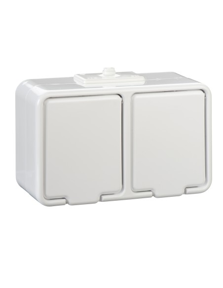 Cedar - Gniazdo podwójne SCHUKO z przesłonami IP44 biały GWN240PC01