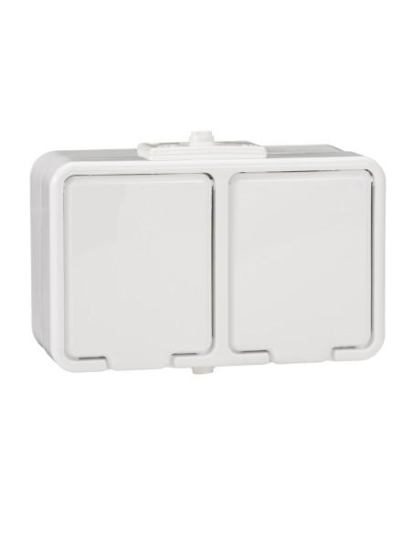 Cedar - Gniazdo podwójne 2P+PE IP44 biały NT230H01