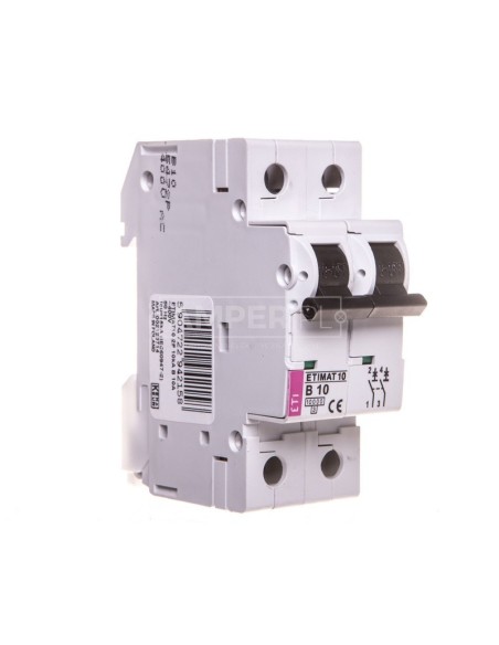 Wyłącznik nadprądowy 2P B 10A 10kA AC ETIMAT10 002123714