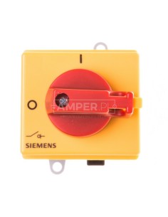 Łącznik krzywkowy 0-1 3P 16A na szynę żółto/czerwony IP44 3LD2030-0TK13