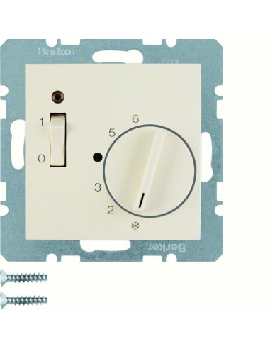 B.Kwadrat Regulator temperatury pomieszczenia 24 V ze stykiem zwiernym, elementem centralnym, łącznikiem i diodą, kremowy 203189