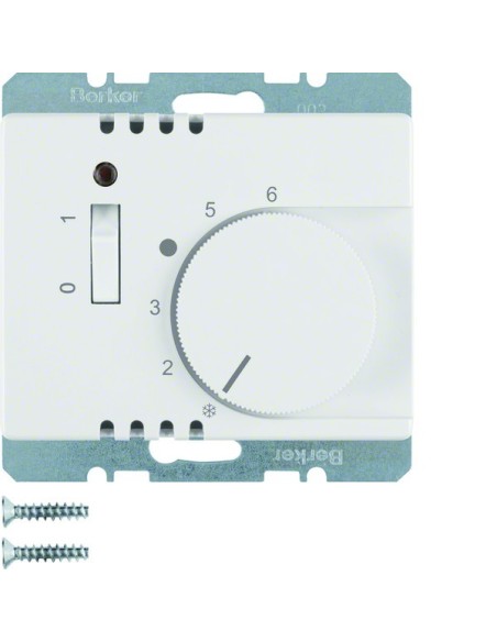 Arsys Regulator temperatury pomieszczenia z zestykiem zwiernym, elementem centralnym i łącznikiem, biały 20300069 Berker Hager