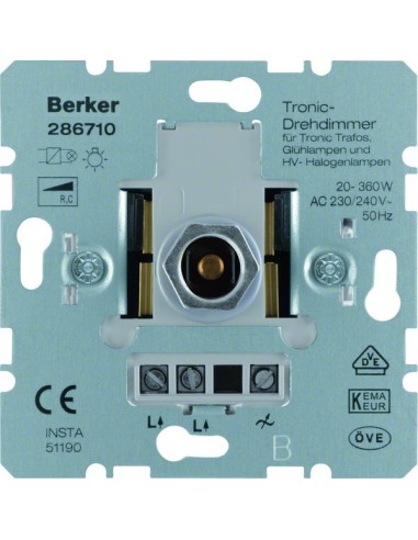 one.platform Ściemniacz obrotowy Tronic® 20-360 W, mechanizm 286710 Berker Hager