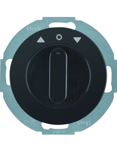 R.classic Łącznik żaluzjowy obrotowy z elementem centralnym i pokrętłem, 2-biegunowy, czarny, połysk 38122045 Berker Hager