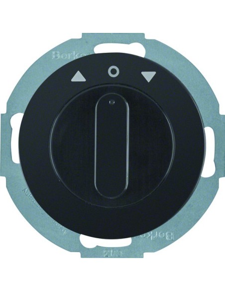 R.classic Łącznik żaluzjowy obrotowy z elementem centralnym i pokrętłem, 2-biegunowy, czarny, połysk 38122045 Berker Hager