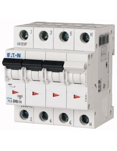 Wyłącznik nadprądowy 3P+N D 40A 6kA AC PL6-D40/3N 165044