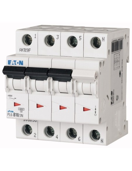Wyłącznik nadprądowy 3P+N D 10A 6kA AC PL6-D10/3N 165031
