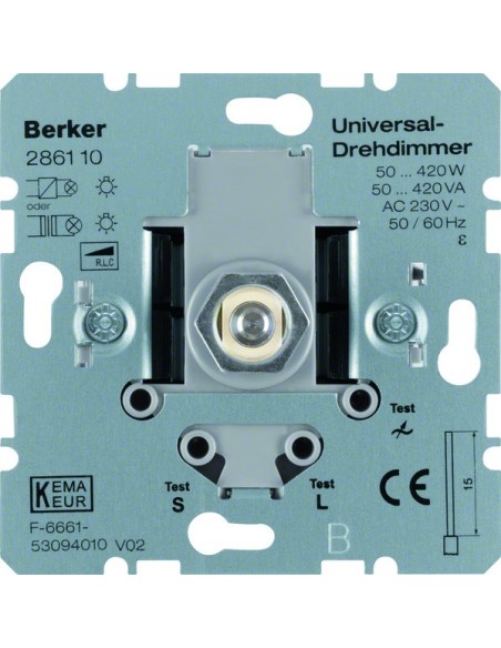 one.platform Ściemniacz uniwersalny z płynną regulacją 50-420 W, mechanizm 286110 Berker Hager