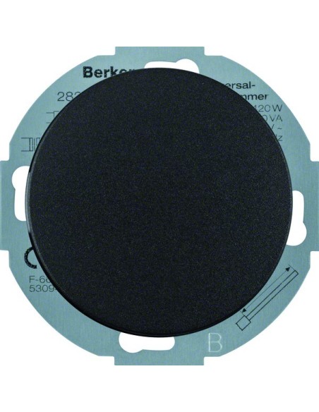 R.classic Ściemniacz uniwersalny z płynną regulacją i płytką czołową, czarny 28342045 Berker Hager