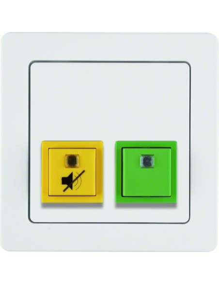 Q.1 System przywoławczy Przycisk anulowania/potwierdzenia obecności z ramką, biały aksamit 52056089 Berker Hager