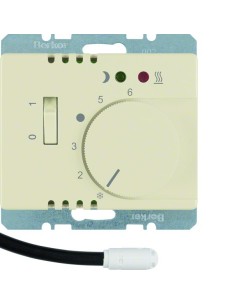 Arsys Regulator temperatury podłogowej z zestykiem zwiernym, elementem centralnym i łącznikiem, kremowy 20340002 Berker Hager