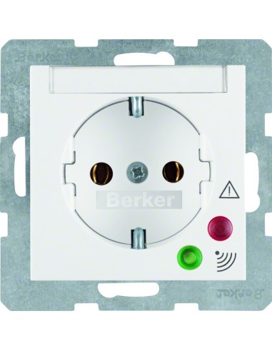 S.1/B.3/B.7 Gniazdo SCHUKO z ochroną przepięciową i polem opisowym, biały 41081909 Berker Hager