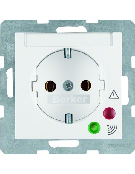 S.1/B.3/B.7 Gniazdo SCHUKO z ochroną przepięciową i polem opisowym, biały 41081909 Berker Hager
