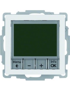 Q.x Regulator temperatury ze sterowaniem czasowym ze stykiem zwiernym i elementem centralnym, biały, aksamit 20446089 Berker Hag