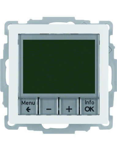 Q.x Regulator temperatury ze sterowaniem czasowym ze stykiem zwiernym i elementem centralnym, biały, aksamit 20446089 Berker Hag