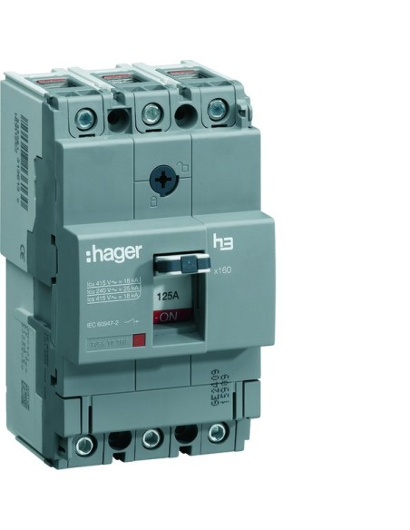 Wyłącznik mocy x160 3P 25kA 125A HHA125H Hager