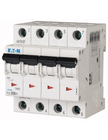 Wyłącznik nadprądowy 4P D 20A 6kA AC PL6-D20/4 166545