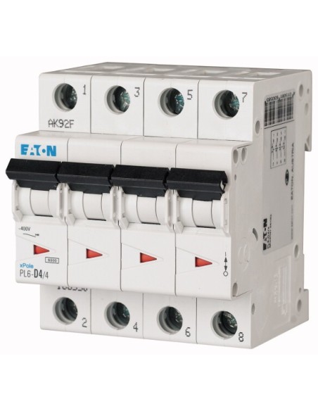Wyłącznik nadprądowy 4P D 4A 6kA AC PL6-D4/4 166550