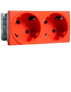 systo Gniazdo przelot, SCHUKO 2x(2P+Z), samozaciski, zab.dotyk. 4 moduły, pomarańczowy, 16A/250V WS172E Hager