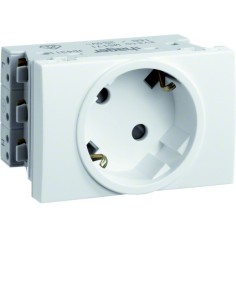 systo Gniazdo przelot. SCHUKO, 2P+Z, samozaciski, zab.dotyk. 2 moduły, biały, 16A/250V WS171 Hager