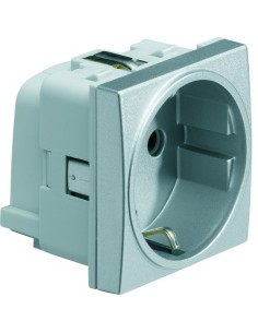 systo Gniazdo SCHUKO z przesłonami styków, samozaciski, 16A/250V, 2M, alu WS160T Hager