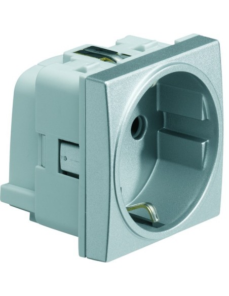 systo Gniazdo SCHUKO z przesłonami styków, samozaciski, 16A/250V, 2M, alu WS160T Hager