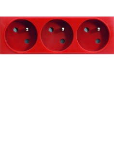 systo Gniazdo przelotowe z uziemieniem, 3x(2P+Z), samozaciski, 6 modułów, czerwony, 16A/250V WS123R Hager