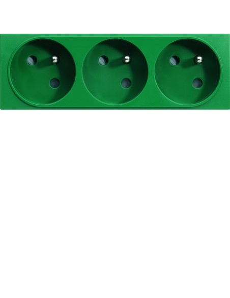 systo Gniazdo przelotowe z uziemieniem, 3x(2P+Z), samozaciski, 6 modułów, zielony, 16A/250V WS123V Hager