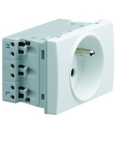 systo Gniazdo przelotowe z uziemieniem, 2P+Z, samozaciski, 16A/250V, 3M, biały WS121 Hager