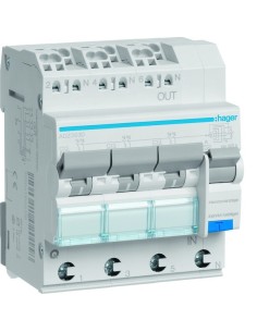 RCBO Wyłącznik różnicowoprądowy z członem nadprądowym 3x1P+N 6kA C 13A/30mA Typ A QC/QBB ADZ363D Hager