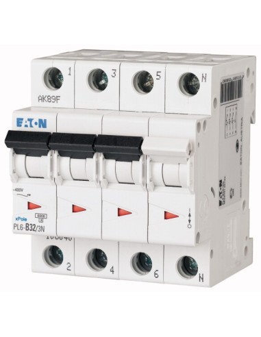 Wyłącznik nadprądowy 3P+N B 32A 6kA AC PL6-B32/3N 106040