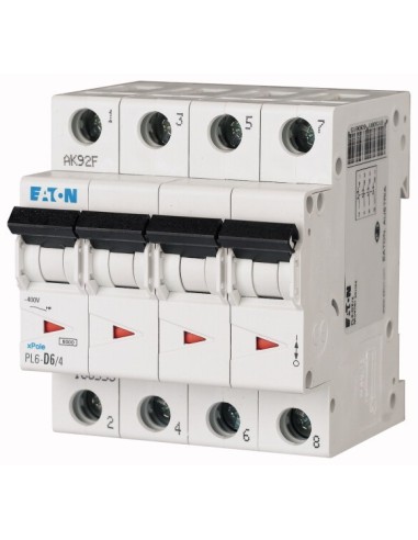 Wyłącznik nadprądowy 4P D 6A 6kA AC PL6-D6/4 166553