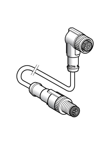 Kabel łączący XZ, męski M12, 5-pin. prosty, żeński M-12, 5-pin. kątowy, PUR 2m XZCR1512064D2