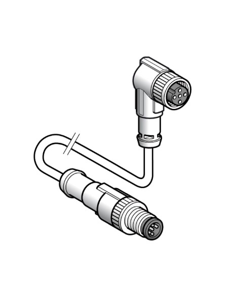 Kabel łączący XZ, męski M12, 5-pin. prosty, żeński M-12, 5-pin. kątowy, PUR 2m XZCR1512064D2