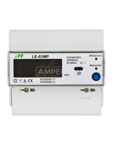 Licznik energii elektrycznej 3-fazowy 60A 230/400V RS-485 MODBUS wyświetlacz LCD LE-03MP