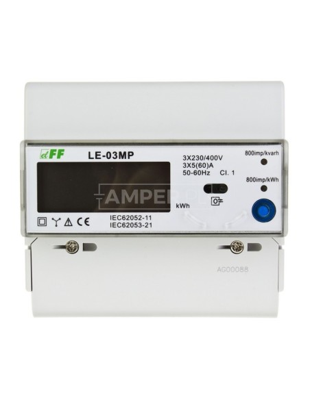 Licznik energii elektrycznej 3-fazowy 60A 230/400V RS-485 MODBUS wyświetlacz LCD LE-03MP