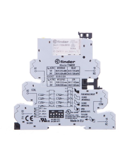 Przekaźnikowy moduł sprzęgający 6,2mm MasterTIMER wielofunkcyjny (AI DI GI SW BE,CE,DE,EE) 1P 6A 24VAC/DC 39.91.0.024.0060