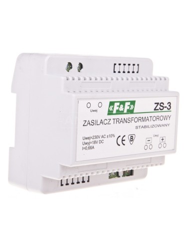 Zasilacz stabilizowany 230VAC/18VDC 12W 0,66A ZS-3