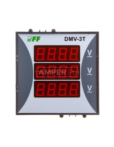 Woltomierz 3-fazowy cyfrowy modułowy 100-300V AC dokładność 0,5% TrueRMS DMV-3T