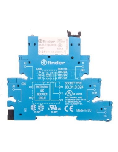 Przekaźnikowy moduł sprzęgający 6,2mm, 1P 6A 24V AC/DC 38.51.0.024.0060