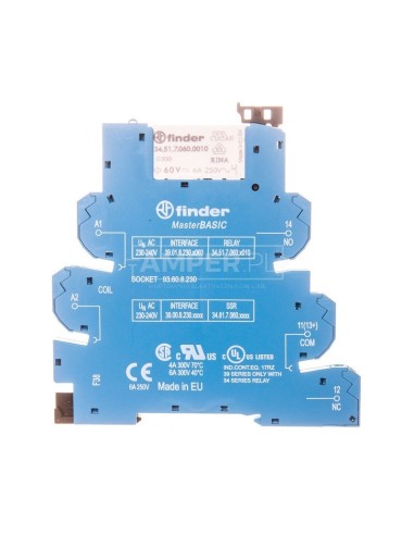 Przekaźnikowy moduł sprzęgający 1P 6A 220-240V AC szer. 6,2mm MasterBASIC 39.01.8.230.0060