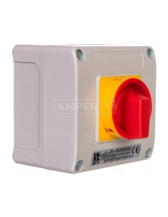 Łącznik krzywkowy 0-1 7P 10A w obudowie OB11 z czołem zamykanym żółto/czerwonym SK10-4.8240\OB11ZC