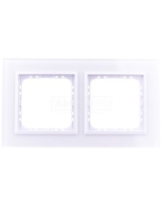 SONATA Ramka podwójna białe szkło / biała R-2RGC/31/00