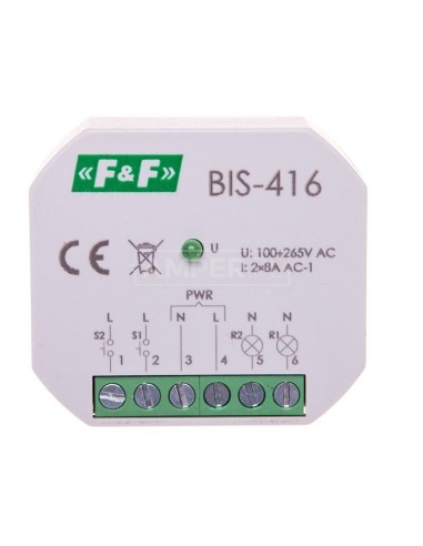 Przekaźnik impulsowy dwukanałowy 8A 2Z 230V AC BIS-416